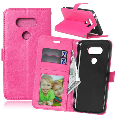 

Rose red Style Classic Flip Cover with Stand Function and Credit Card Slot for LG G5