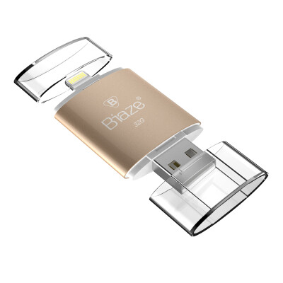 

BIAZE Apple mobile phone U disk iPhone computer dual purpose USB storage disk 32G earth Hao gold support iPhone 7 / 5s / 6s / 6Plus / iPad mini / air U2-gold