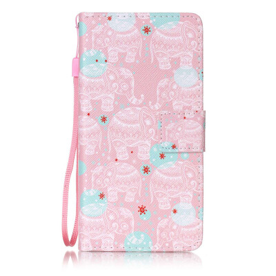 

Pink Elephant Design PU Leather Flip Cover Wallet Card Holder Case for Lenovo A6000