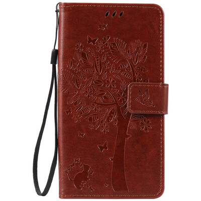 

Brown Tree Design PU Leather Flip Cover Wallet Card Holder Case for Zenfone ZB551KL