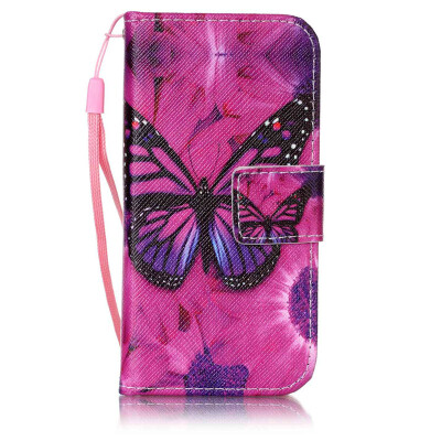 

Black Butterfly Design PU Leather Flip Cover Wallet Card Holder Case for Apple iPhone 5C