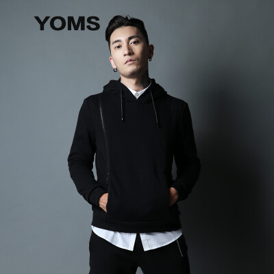 

YOMS) sweater male hooded long sleeve zipper sports street coat 52203211 black