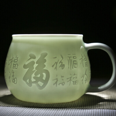 

Changnan ceramic cups Jingdezhen tea with covered tea cups travel double layer of plum plum