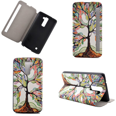 

Colorful Tree Design PU Leather Flip Cover Wallet Card Holder Case for LG K10