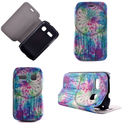 

Pink Dreamcatcher Design PU Leather Flip Cover Wallet Card Holder Case for Alcatel One Touch Pop C3