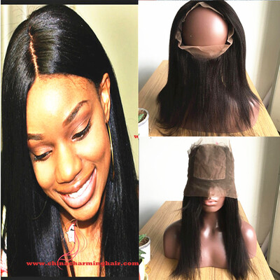 

Brazilian Custom Order Silk Base 360 Lace Frontal Natural Light Yaki 360 Lace Virgin Hair Natural Hairline 360 Lace Band Frontal