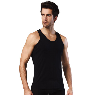 

Heng Yuanxiang ZC-303 Men's Vest Cotton Black Мужские плотно облегающие свитера с коротким рукавом свитера с препятствиями нижнее белье Мужская тонкая эластичная грунтовка с рубашкой 170/95 L