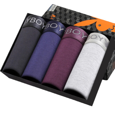 

PLAYBOY Men's Underwear 4 Pack Gift Set Elastic Loose Boxer Briefs