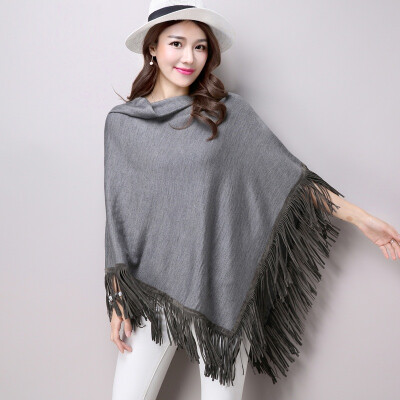 

Yutang morning 2017 Korean version of the fashion head large size shawl cloak style temperament thin jacket female autumn S61H0110 gray uniform