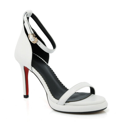 

WETKISS 2017 Summer Brand Women Sandals Cow Genuine Leather Platform High Heels Sandals Ankle Strap Cover Heel Concise Shoes