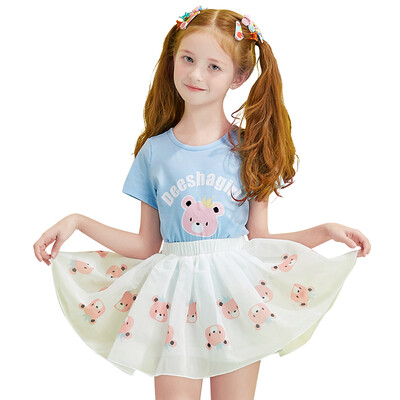 

Descartes DEESHA Girls' Set Cute Bear Korean Shirt Half Skirt Pants Set 711721902 Light Blue 150