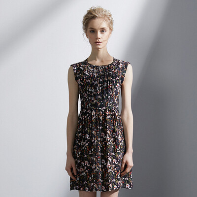 

Marc Rebecca commuter simple sleeveless print silk silk dress 72005E black printing L code
