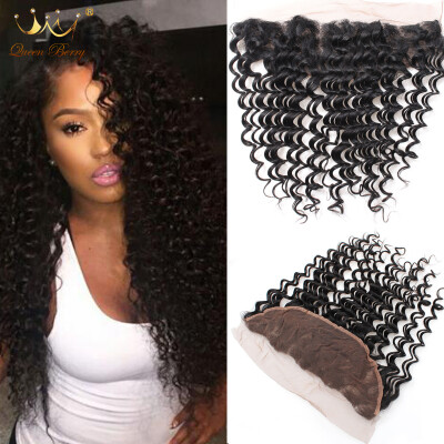 

13X4 Ear to Ear Lace Frontal Closure Deep Wave Brailian Virgin Human Hair lace closure Free Part Closure Natural Color 1b