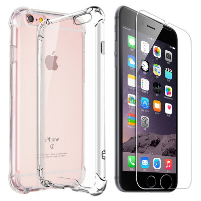 

Lonkey [shell shell] Apple 6s / 6 phone shell + tempered film iphone6s / 6 all-inclusive anti-wrestling soft shell protective cover + tempered non-full-screen high-definition explosion-proof membrane