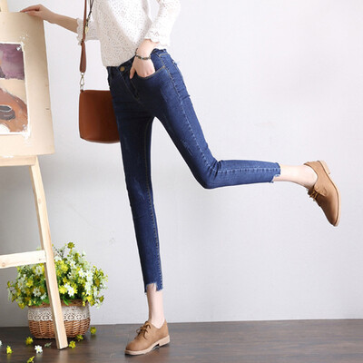 

CITYPLUS Arts Fan high waist elastic edging beggar pants nine points jeans CWKN172465 dark blue L