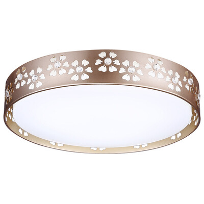 

Three male aurora led ceiling lamp Iron hollow creative rhododendron round bedroom lamp third gear color 24W gold