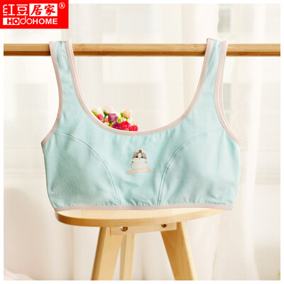 

Red beans home Hodohome girls bra development period students no steel underwear sports vest bras blue A75