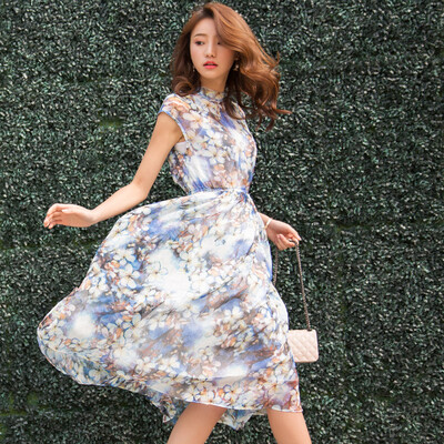 

Siberian woman 2017 summer stand collar dress big dress temperament dress S72R0236A28M color M
