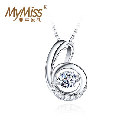 

Mymiss Inlaid Swarovski Zircon 925 Silver Necklace Female Pendant Accessories Clavicle Chain Love Whistle