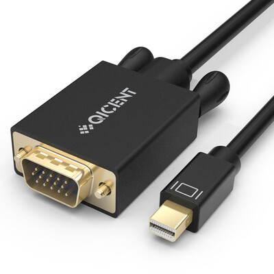 

QIC MTV-20-BK Mini DP to VGA-конвертер Mini Displayport для VGA-переходника для женского адаптера Интерфейсный кабель Apple Apple Macbook для подключения к телевизору 2 метра