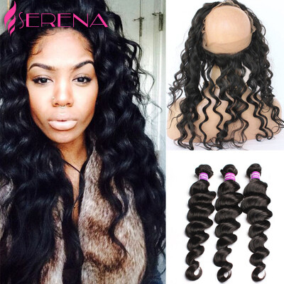 

360 Lace Frontal With Bundle Pre Plucked 8A Loose Wave 360 Lace Frontal Closure With Bundles Brazilian Virgin Lace Frontal Weave