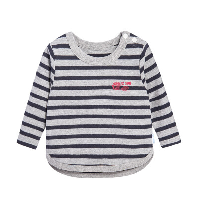 

Beibei Yi Bornbay autumn children&39s clothing men&women baby Navy striped long-sleeved T-shirt shirt 153S094 blue gray 80cm