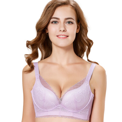 

[Jingdong supermarket] city beauty lace bra women in the mold cup soft steel ring deep V sexy gather underwear 2B7519 light blue 70B