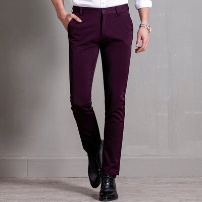 

Crocodile Casual Pants Men Slim Straight Stretch Pants Men Business Casual Pants 7910 Deep Blue 33