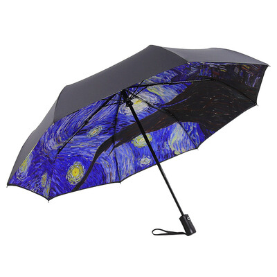 

Ван Гога Звездная ночь C'mon двойной зонт складной зонтики взрыв красный зонт UV черный женский B003