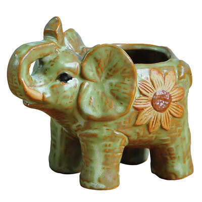 

Century Aoqiao indoor fleshy flower pot decoration desk ceramic creative flower pot personality cute animal small elephant shape flower pot craft decoration handmade small flower pot WY1995