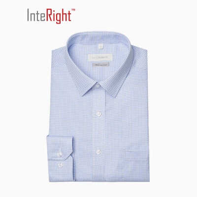 

INTERIGHT upgrade free iron business men long sleeve shirt light blue small checkered 40 yards