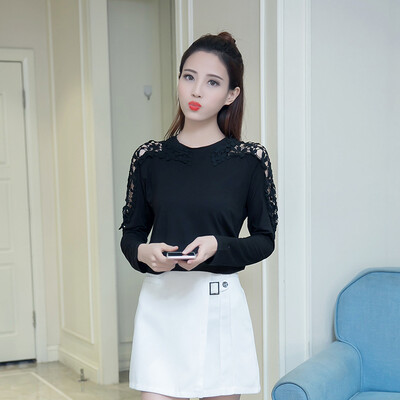 

VIVAHEART T-Shirt T-Shirt Long Sleeve Loose Sweet Hollow Petal Bottom Shirt Female VWTC172334 White
