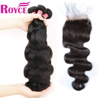 

7A Malaysian Virgin Hair Body Wave 3Bundles with Closure Malaysian Wet&Wavy Body Wave with Lace Closure Human Hair Extensions