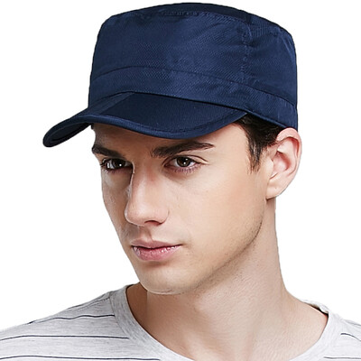 

Lan Shiyu M0390 flat top men baseball cap outdoor foldable sunscreen tongue cap blue