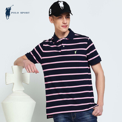 

POLO SPORT POLO SHIRT men's short sleeves POLO shirt striped lapel T-shirt business casual T-shirt 72LG05773 possession of green M