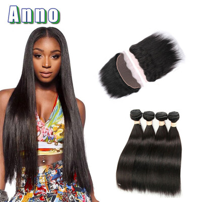 

Brazilian Virgin Straight Hair With Closure 413 Ear to Ear Lace Frontal With Bundles Peruvian Straight Hair With Frontal Closure