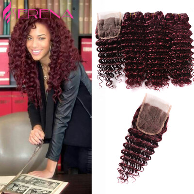 

Human Hair Bundles With Lace Closure 3 Bundles 99j Brazilian Deep Wave With Closure Brazilian Hair With Closure