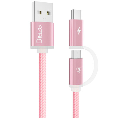 

BIAZE Micro / Type-c два-в-одном тканый кабель для передачи данных 1,2 м розовое золото Эндрюс мобильный телефон зарядки линии поддержки Huawei P9 / музыка как 1S2 / просо 4C Эндрюс мобильный телефон K19