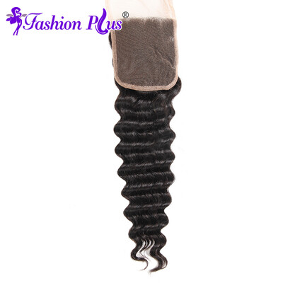 

Free Parted Deep Wave 4''x4 '' Лучшие бразильские девичьи волосы Глубокая волна Кружева Закрытие Человеческие волосы Связки Слегка отбеленные узлы
