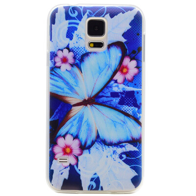 

Blue butterfly Pattern Soft Thin TPU Rubber Silicone Gel Case Cover for Samsung GALAXY S5