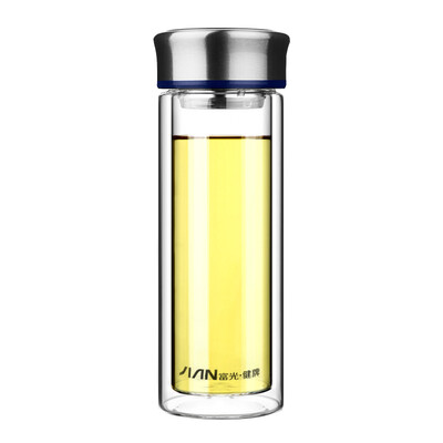 

Rich light brand series double layer rich light male ladies with tea separated portable creative double layer glass glass glass blue 380ML X1501-KSPT-380