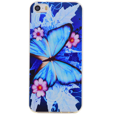 

Blue butterfly Pattern Soft Thin TPU Rubber Silicone Gel Case Cover for IPHONE 55S5SE