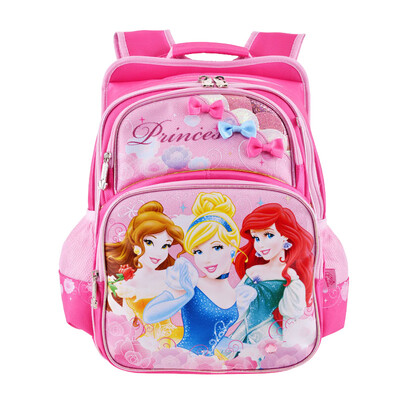 

Disney children's school bag primary school student bag high-end U-type reduction of shoulder bag white snow princess waterproof fabric girl backpack PB0225 rose