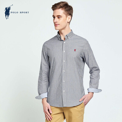 

POLO SPORT рубашка плед досуг рубашка с длинными рукавами мода Slim мужской раздел 71LF15484 темно-синий M