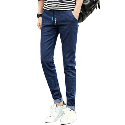 

(MSEK) Джинсы Мужчины Slim Простые эластичные джинсы Denim Девять штанов Повседневные ветровые джинсы LNK70016 Cowboy Blue 34