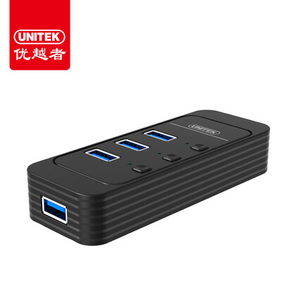 

UNITEK) USB3.0 splitter 120CM high-speed 4-port HUB hub notebook computer expansion multi-interface converter with independent switch indicator Y-3072BK