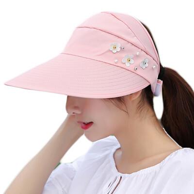 

Yeye ZYM0017fen sun hat woman sunscreen hat foldable sun hat outdoor ride beach hat big along the cooler pink