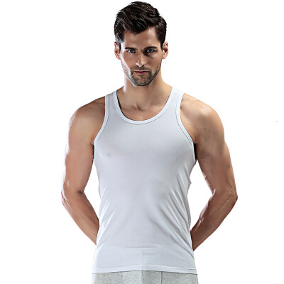 

MEXICAN men's Lycra cotton solid-color sports vest with round collar