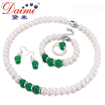 

Demi jewelry 9-10mm agate pearl necklace set to send her mother green agate set