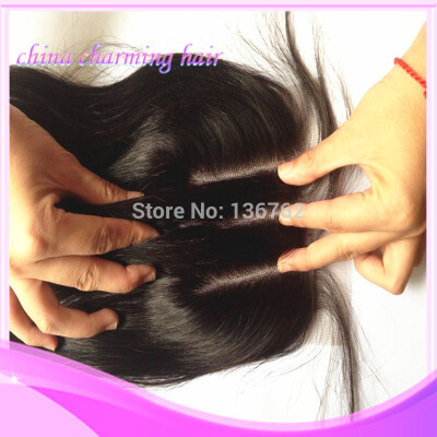 

Grade 8A Brazilian Straight Lace Closure 4*4inch Middle Part. Free Part or 3 part Closure Color 1B Virgin Straight Closure